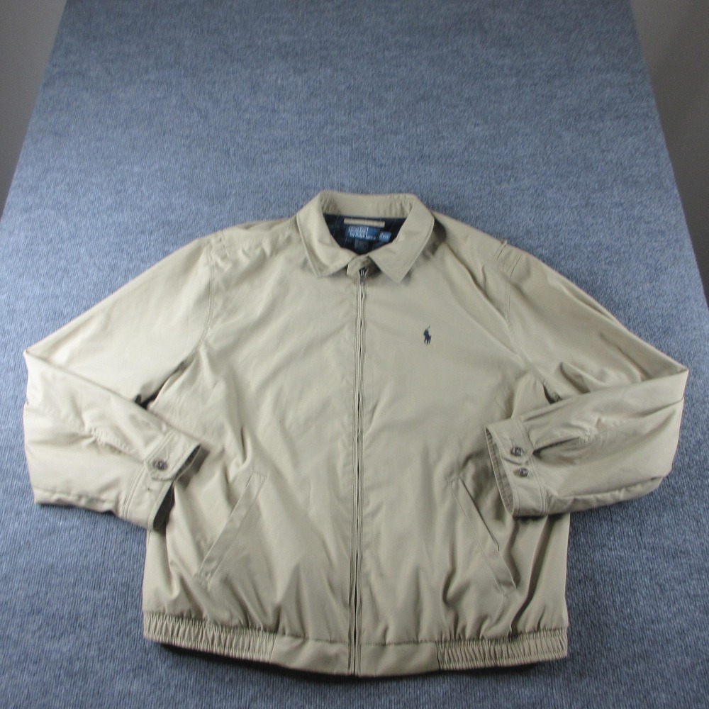 Polo Ralph Lauren Jacket Mens 2XL Beige Harrington Full Zip Lined Windbreaker
